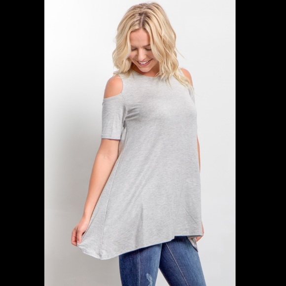 Grey Basic Cold Shoulder Tunic - Picture 6 of 7